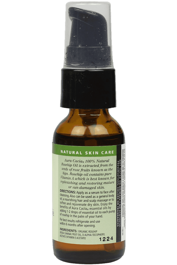 Aura Cacia Organic Natural Skin Care Restoring Rosehip Oil with Vitamin E