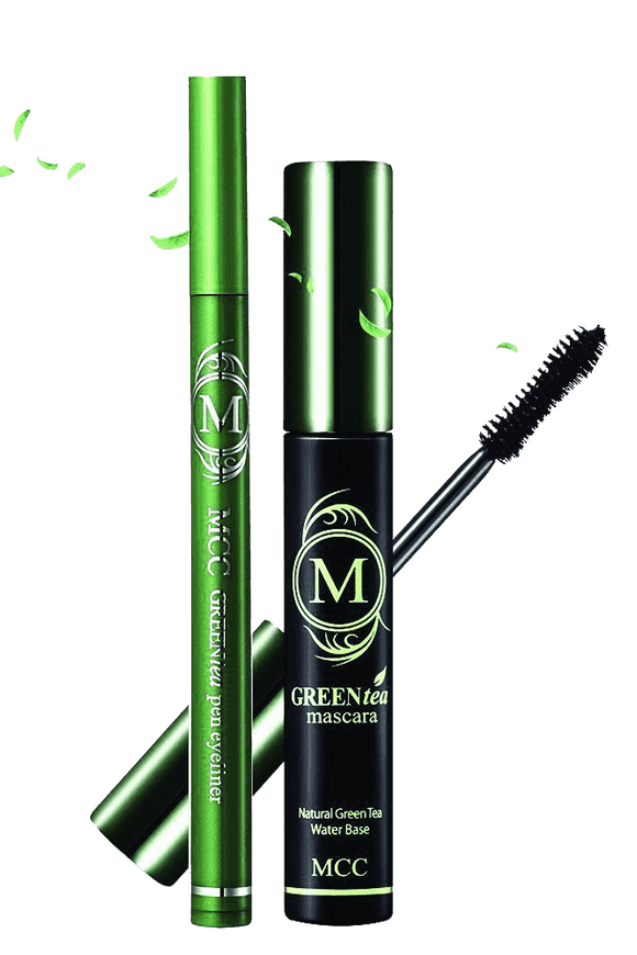 MCC ECOCERT Organic Green Tea Volumizing Mascara and Black Eyeliner Waterproof Set